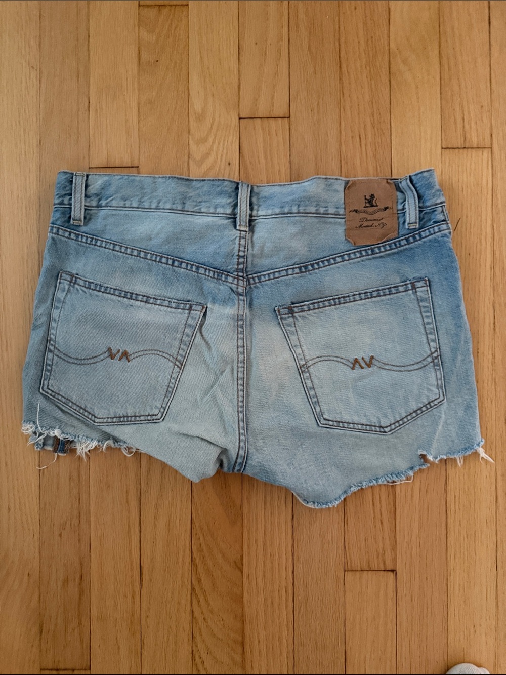 Light Blue Cutoff Denim Shorts with Back Pocket Stitching